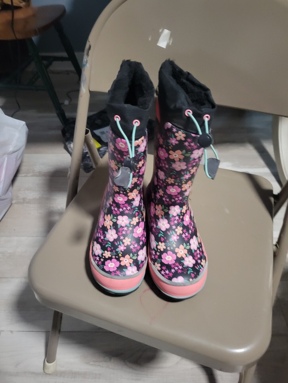Western Chief Kids Floral Waterproof Rain Boots - Pink/Black 13/1